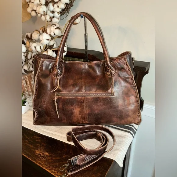 Bed Stu Leather Rockaway Shoulder Bag Crossbody Tote Teak Rustic MSRP  $345 - Picture 2 of 13